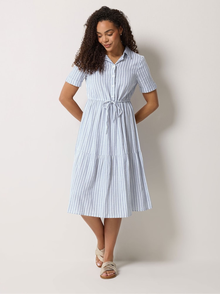 M&Co Blue Striped Collared Shirt Dress - Image 2 of 5