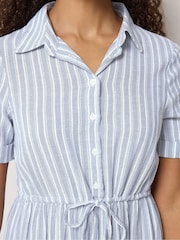M&Co Blue Striped Collared Shirt Dress - Image 4 of 5