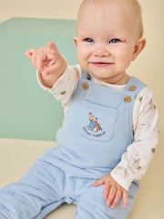 JoJo Maman Bébé Light Blue Peter Rabbit Quilted Dungaree & Bodysuit Set - Image 1 of 9