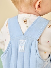 JoJo Maman Bébé Light Blue Peter Rabbit Quilted Dungaree & Bodysuit Set - Image 2 of 9