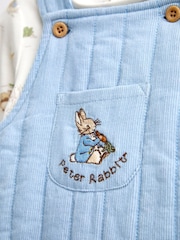 JoJo Maman Bébé Light Blue Peter Rabbit Quilted Dungaree & Bodysuit Set - Image 9 of 9
