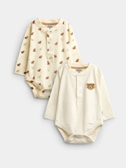 Jojo Maman Bébé Natural Bear 2-Pack Printed Bodysuits - Image 1 of 7