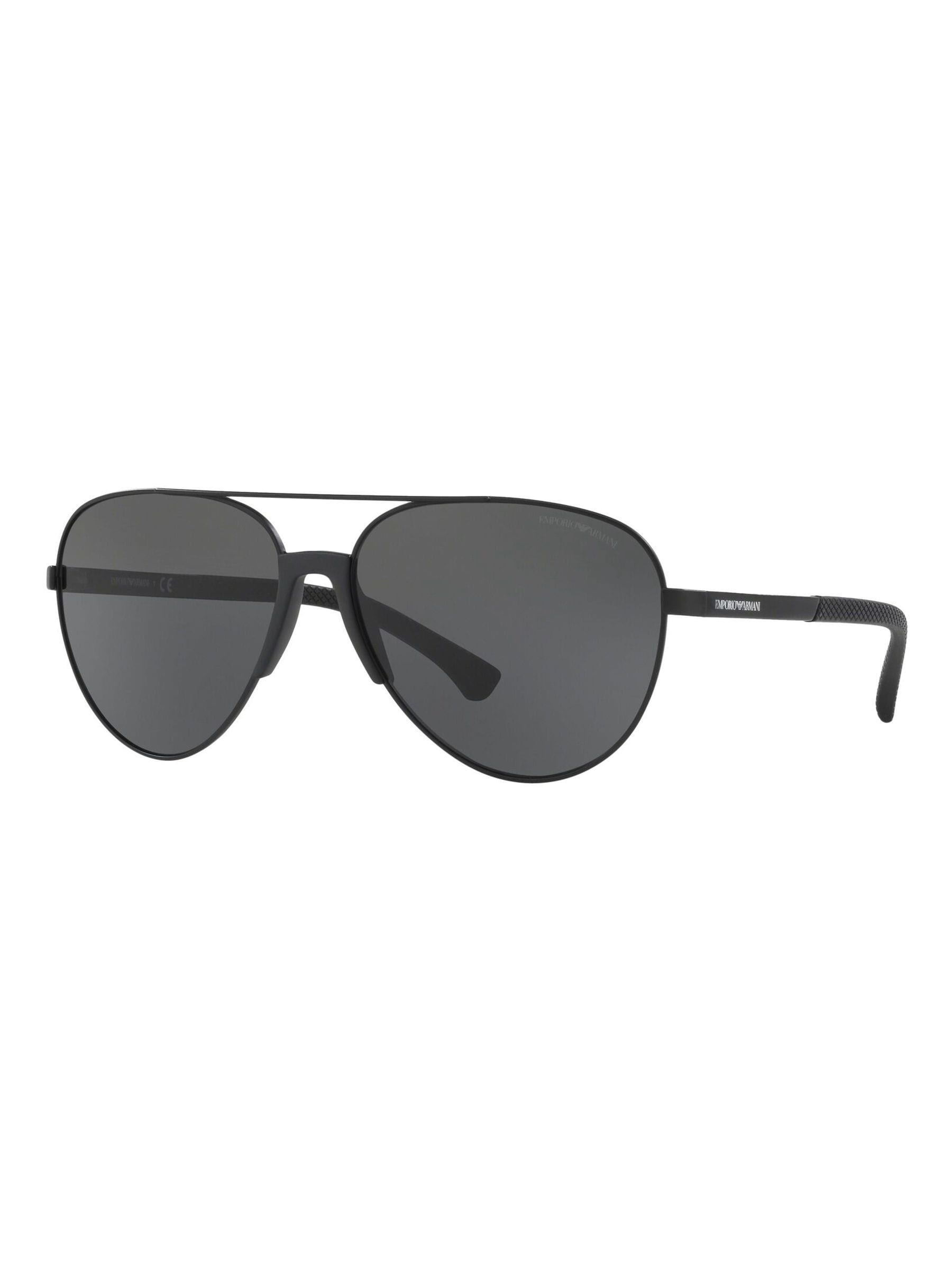Emporio Armani Aviator Sunglasses - Matt Black Grey Metal Pilot Shape - One Size - Image 6