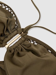 Reiss Khaki Green Janina Shimmer Bandeau Bikini Top - Image 7 of 7