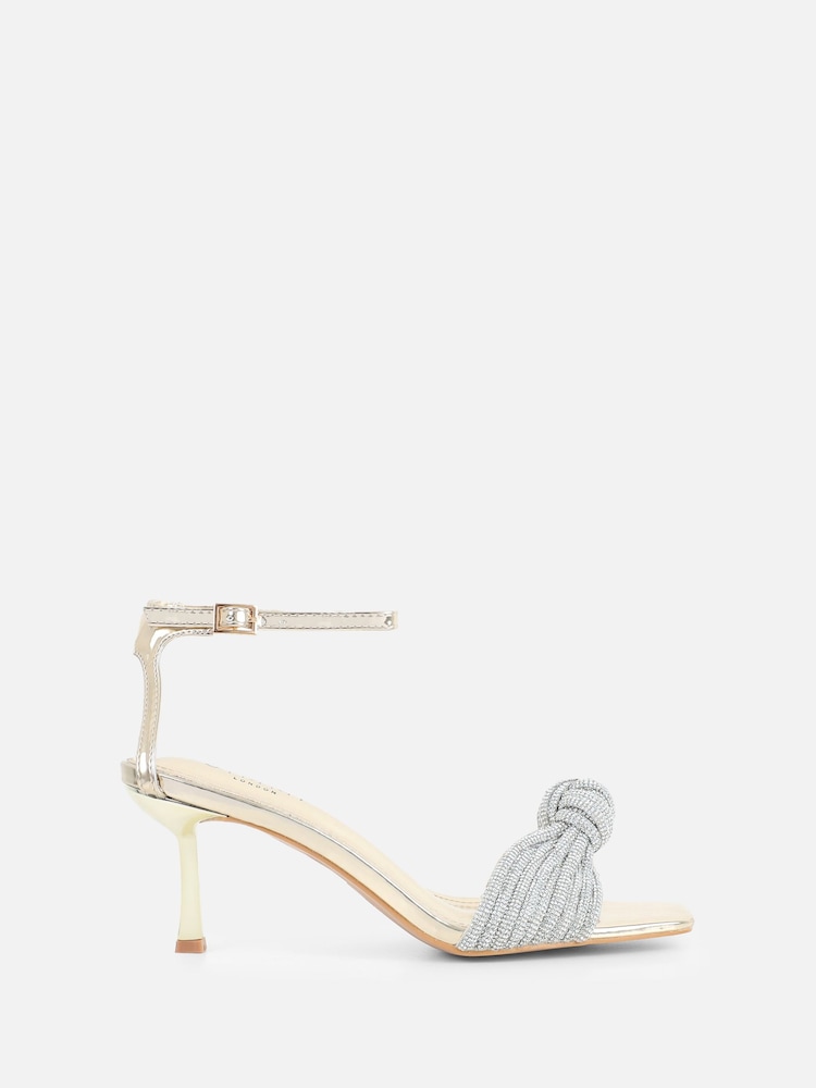 Simmi London Anha Diamante Knot Heeled Sandals - Imaginea 2 din 4
