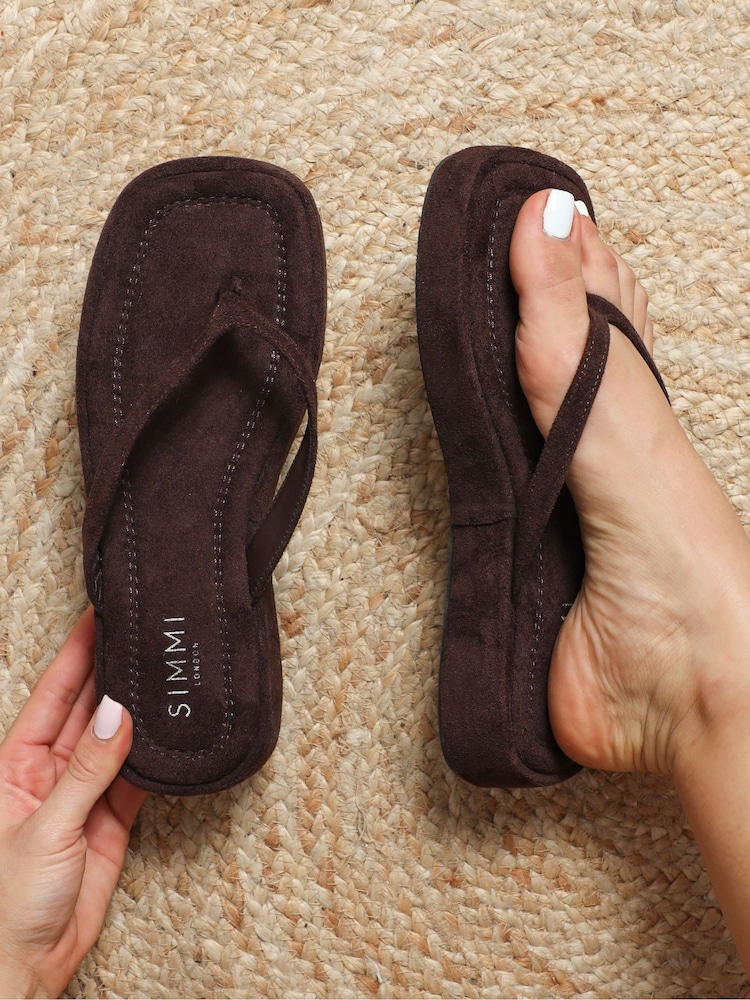 Simmi London Brown Kimmie Slip On Platform Sandals - Image 1 of 4