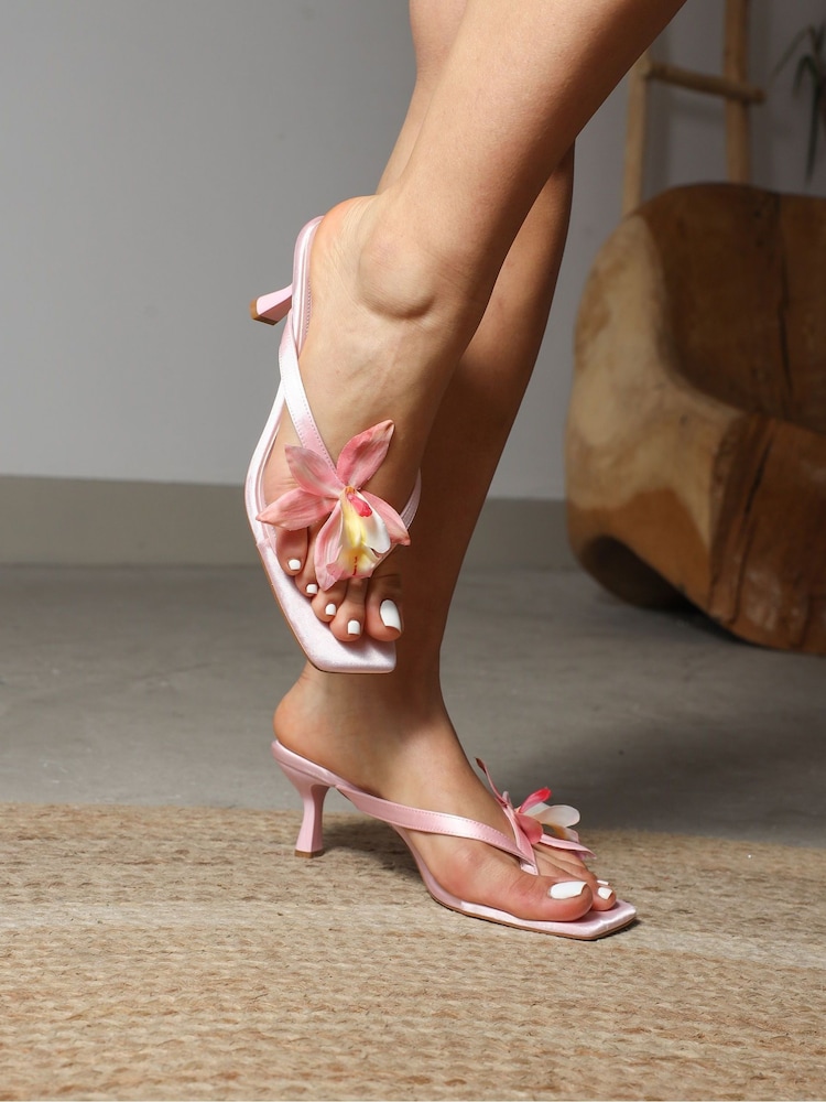 Simmi London Pink Ruby Flower Detail Mules - Image 1 of 4 Simmi London Pink Ruby Flower Detail Mules - Image 1 of 4