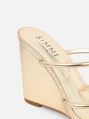 Simmi London Gold Mila Wedge Heeled Mules - Image 4 of 4