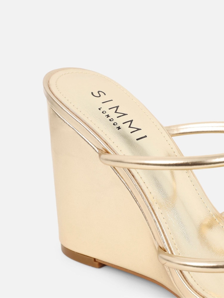 Simmi London Gold Mila Wedge Heeled Mules - Image 4 of 4