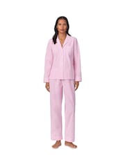 Lauren Ralph Lauren Pink Core Woven L/S Notch Collar Long Pant Pyjamas Set - Image 1 of 3
