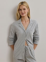 Lauren Ralph Lauren Grey Core Knit Classic Notch Collar Pyjamas Set - Image 4 of 4