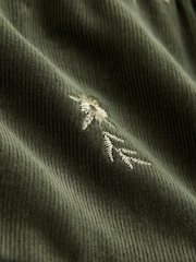 Khaki Green Embroidered Floral Long Sleeve V-Neck Tie Cord Mini Dress - Image 3 of 3
