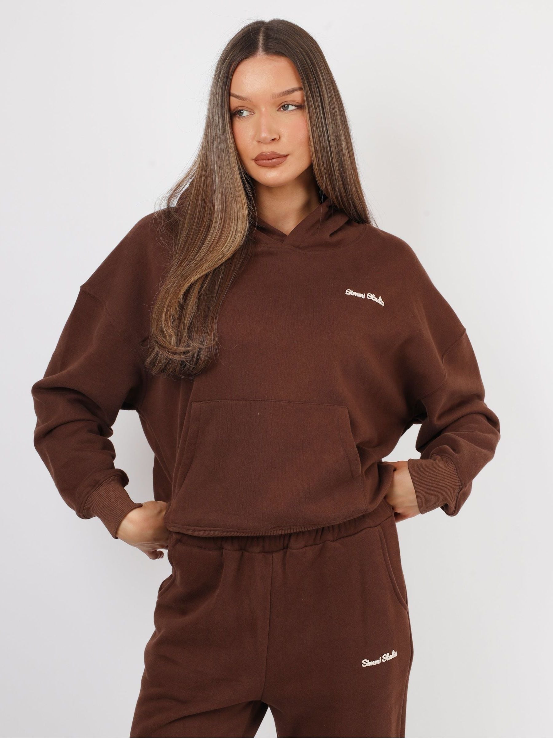 Buy Simmi London Brown Marilyn Studios Bubble Print Hoodie from