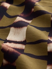 Khaki Green Animal Print Long Sleeve Tie Waist Shirt Dress - Image 2 of 3