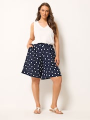 Yours Curve Blue Pull On Jersey Shorts - Image 2 of 5