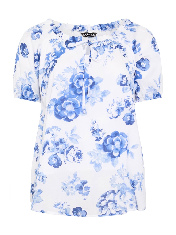 Yours Curve Blue Boho Tie Top - Image 5 of 5