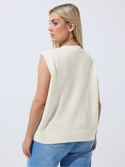 Yours Curve White Limited Knitted Embroidered Flower Top - Image 3 of 5