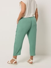 Yours Curve Green Crochet Side Cropped Trousers - Image 3 of 5