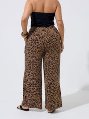 Yours Curve Brown Limited Crinkle Trousers - Image 3 of 5