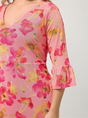 Yours Curve London Floral Mesh Tiered V-Neck Dress - Bild 4 von 5