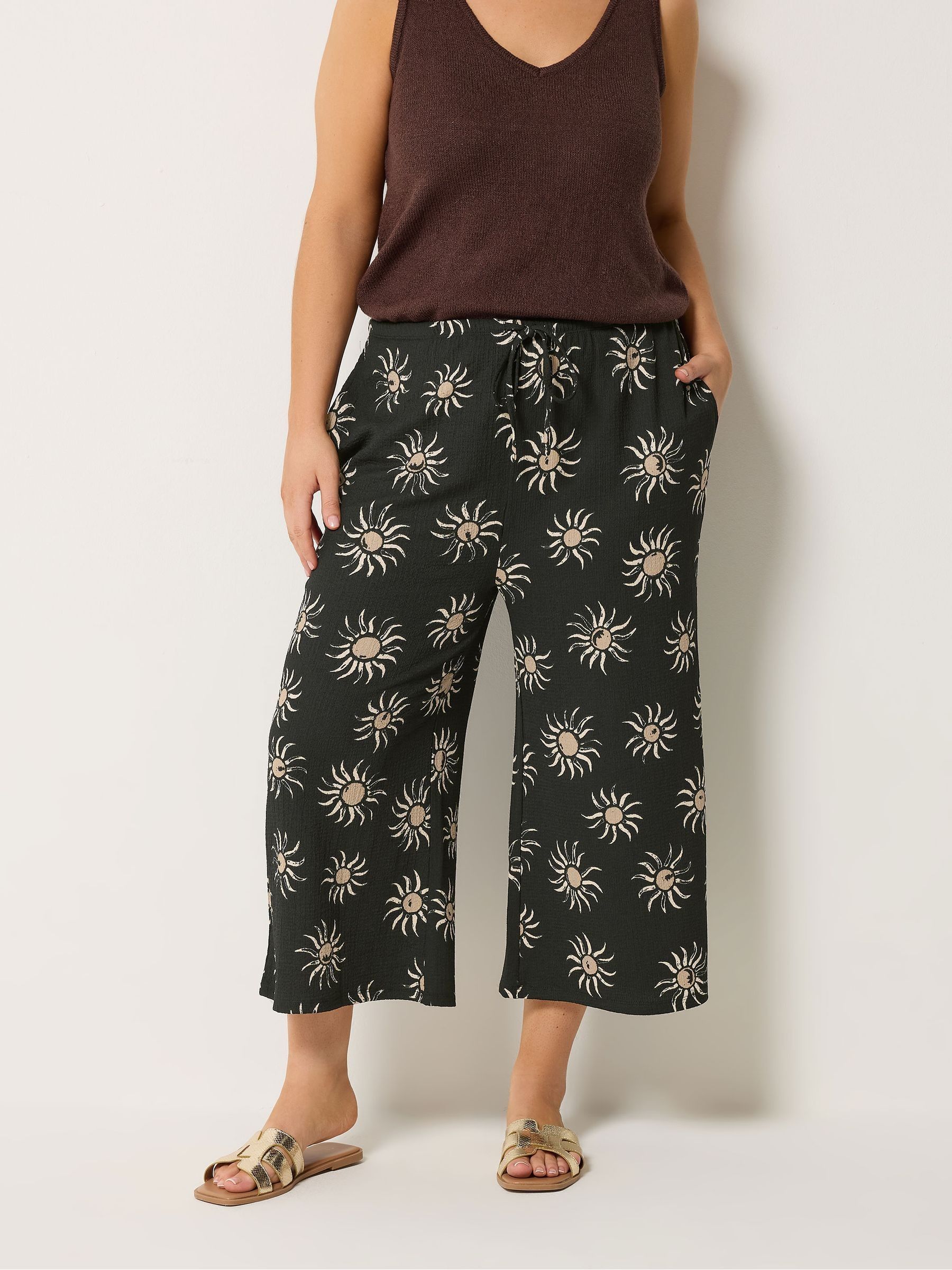 Buy Yours Curve Blue Sun Print Jersey Culottes from Next USA