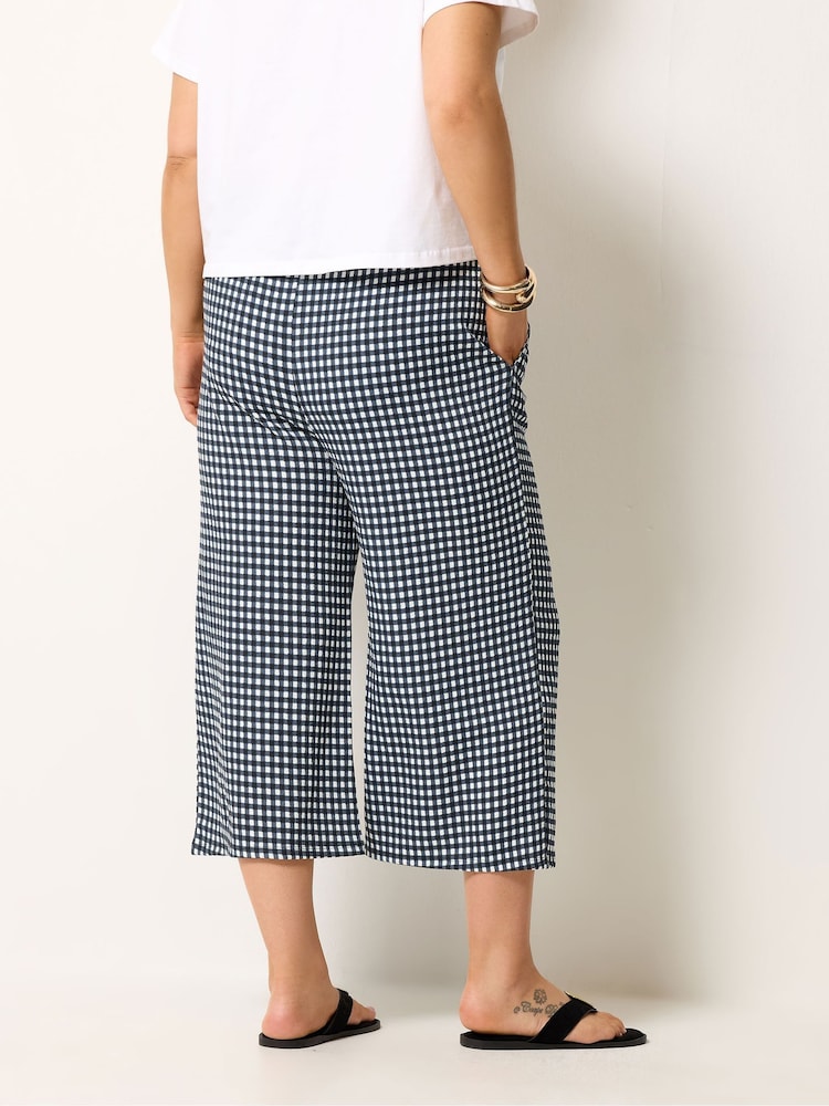 Yours Curve Blue Sun Print Jersey Culottes - Image 2 of 5