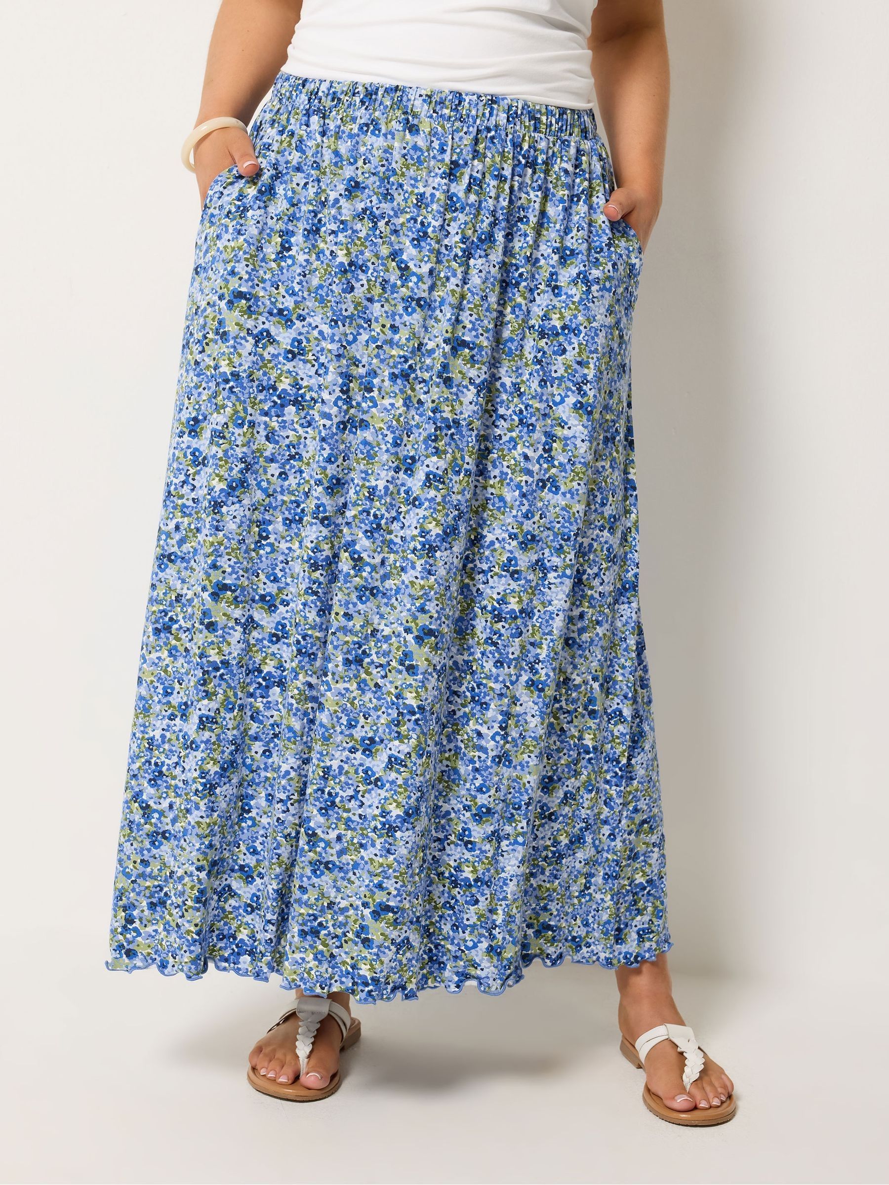 Buy Yours Curve Blue All Over Print Gathered Skirt from Next USA