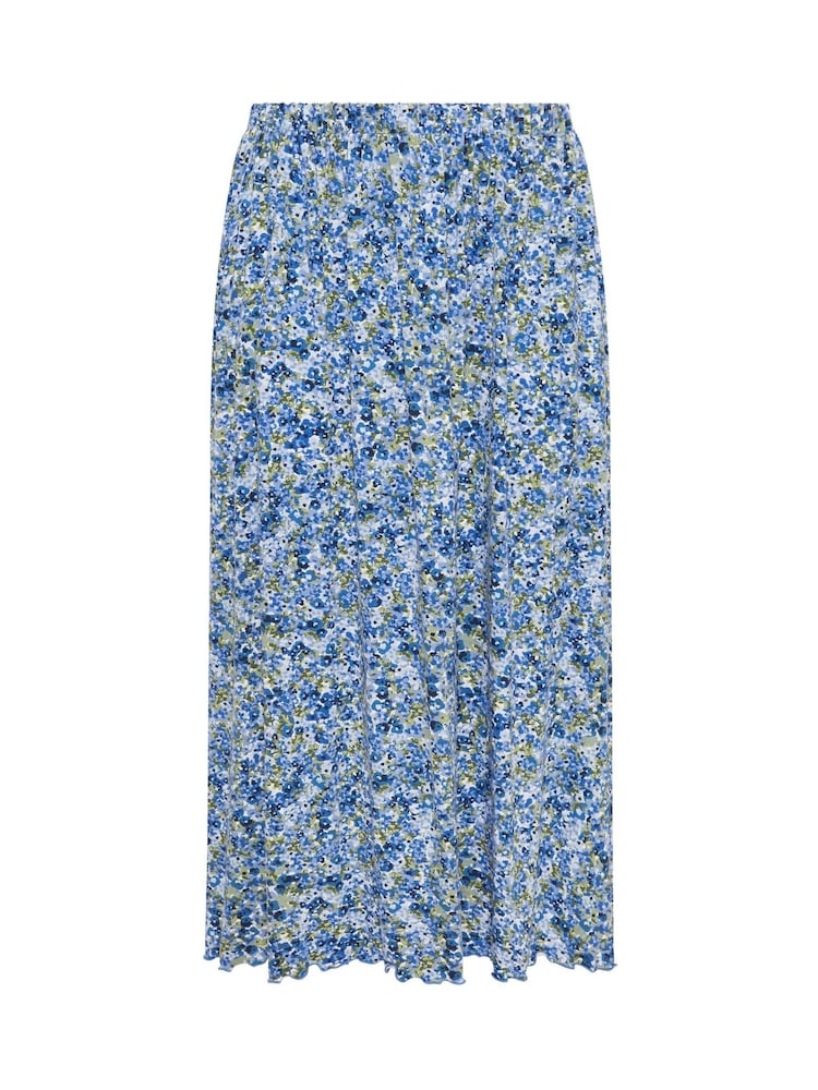 Yours Curve Blue All Over Print Gathered Skirt - Image 5 of 5 Yours Curve Blue All Over Print Gathered Skirt - Image 5 of 5
