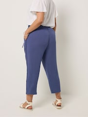 Yours Curve Blue Crochet Side Cropped Trousers - Image 3 of 5