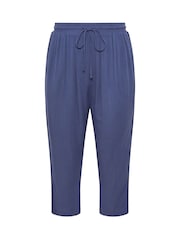 Yours Curve Blue Crochet Side Cropped Trousers - Image 5 of 5