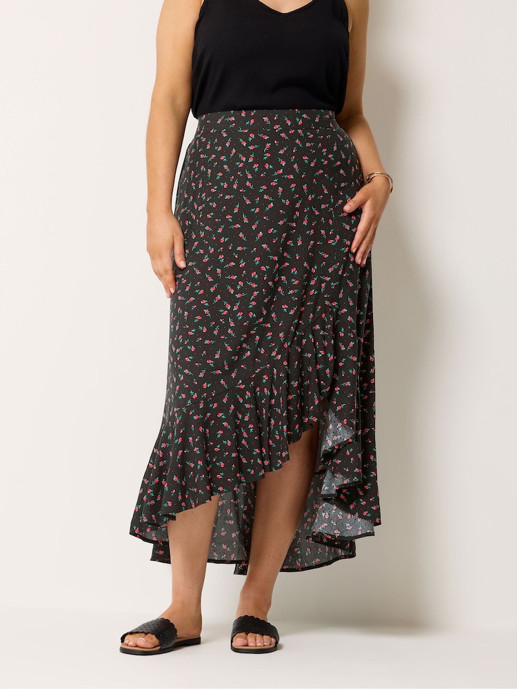 Yours Curve Black Ruffle Maxi Skirt - Image 1 of 5