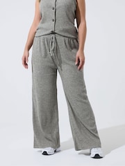 Yours Curve Grey Limimted Drawstring Wide Leg Trousers - Image 1 of 5
