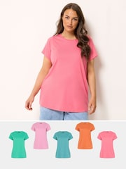 Yours Curve Pink Short Sleeve Core Summer T-Shirts 5 Pack - Image 1 of 10