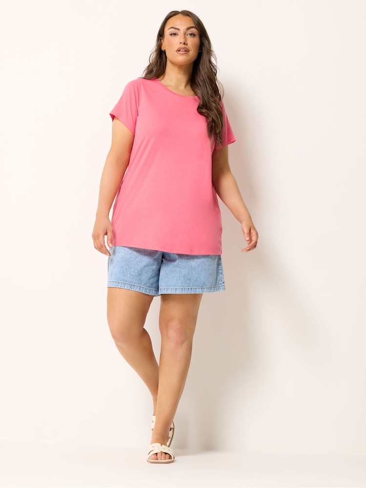Yours Curve Pink Short Sleeve Core Summer T-Shirts 5 Pack - Image 2 of 10