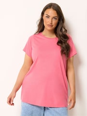 Yours Curve Pink Short Sleeve Core Summer T-Shirts 5 Pack - Image 5 of 10
