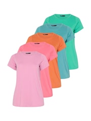 Yours Curve Pink Short Sleeve Core Summer T-Shirts 5 Pack - Image 6 of 10