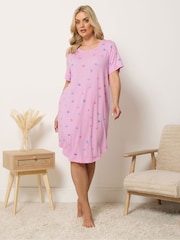 Yours Curve Blue Soft Touch Palm Tree Dipped Back Nightdress 2 Pack - Image 2 of 6