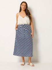 أزرق - Yours Curve Linen Look Stripe Skirt - Image 2 of 5