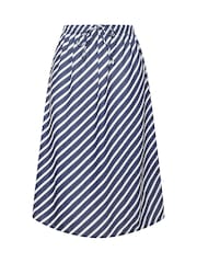 أزرق - Yours Curve Linen Look Stripe Skirt - Image 5 of 5