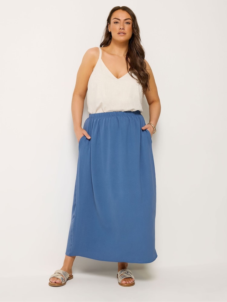 Yours Curve Blue Airflow Midi Skirt - Image 2 of 5