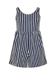Yours Curve Blue Striped Textured Playsuit - Image 5 of 5