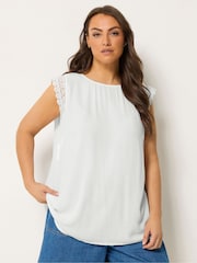 Yours Curve White Crinkle Crochet Vest - Image 1 of 4
