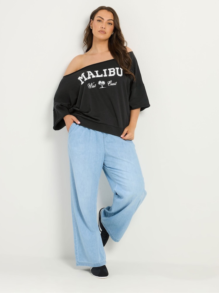 Yours Curve Black Off The Shoulder T-Shirt - Image 2 of 5 Yours Curve Black Off The Shoulder T-Shirt - Image 2 of 5