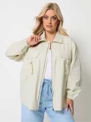 Yours Curve Cream Utility Shacket - Image 1 of 6