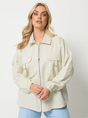 Yours Curve Cream Utility Shacket - Image 5 of 6