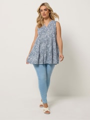 Yours Curve Blue Notch Neck Tiered Vest - Image 2 of 5