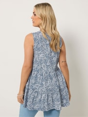 Yours Curve Blue Notch Neck Tiered Vest - Image 3 of 5