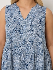 Yours Curve Blue Notch Neck Tiered Vest - Image 4 of 5