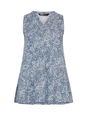 Yours Curve Blue Notch Neck Tiered Vest - Image 5 of 5