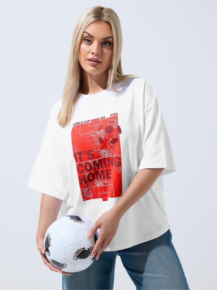 Yours Curve White Limited Its Coming Home T-Shirt - Image 1 of 5